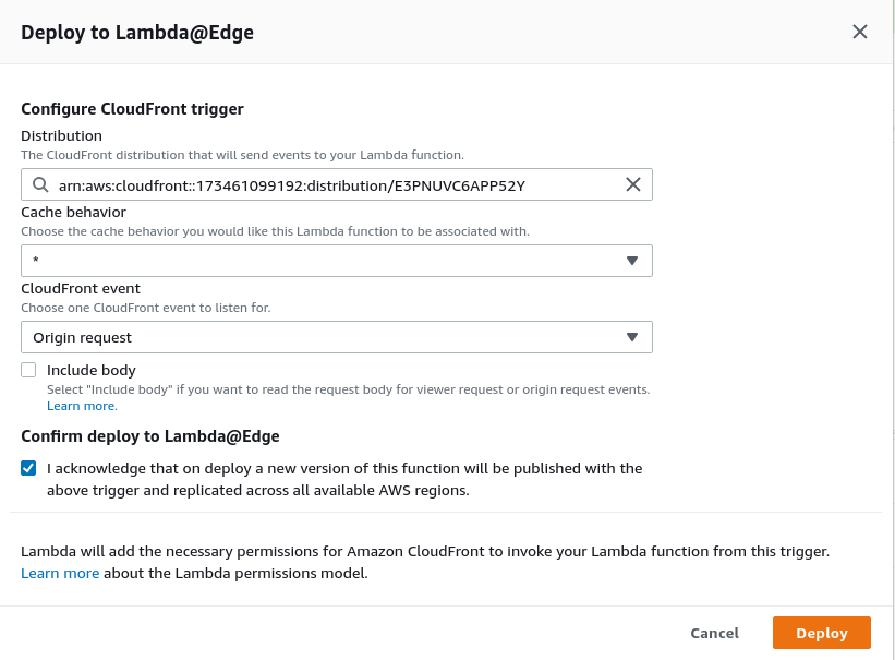 Filled in deploy to edge window