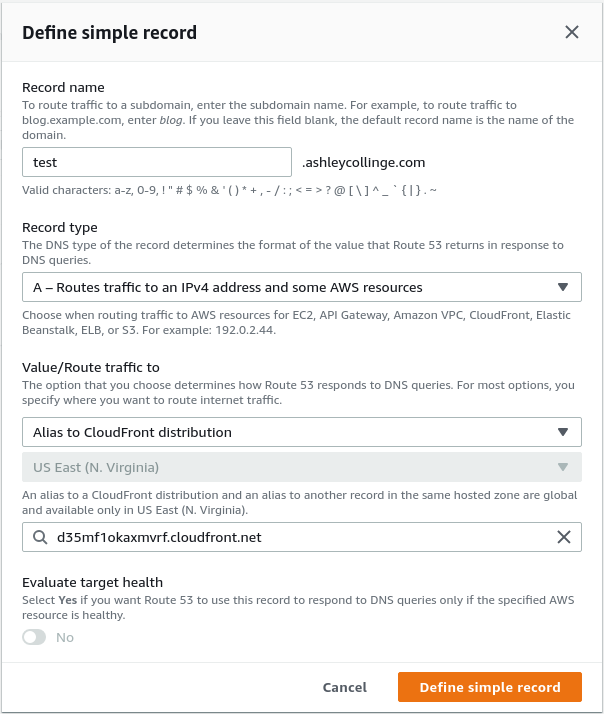 Define simple record